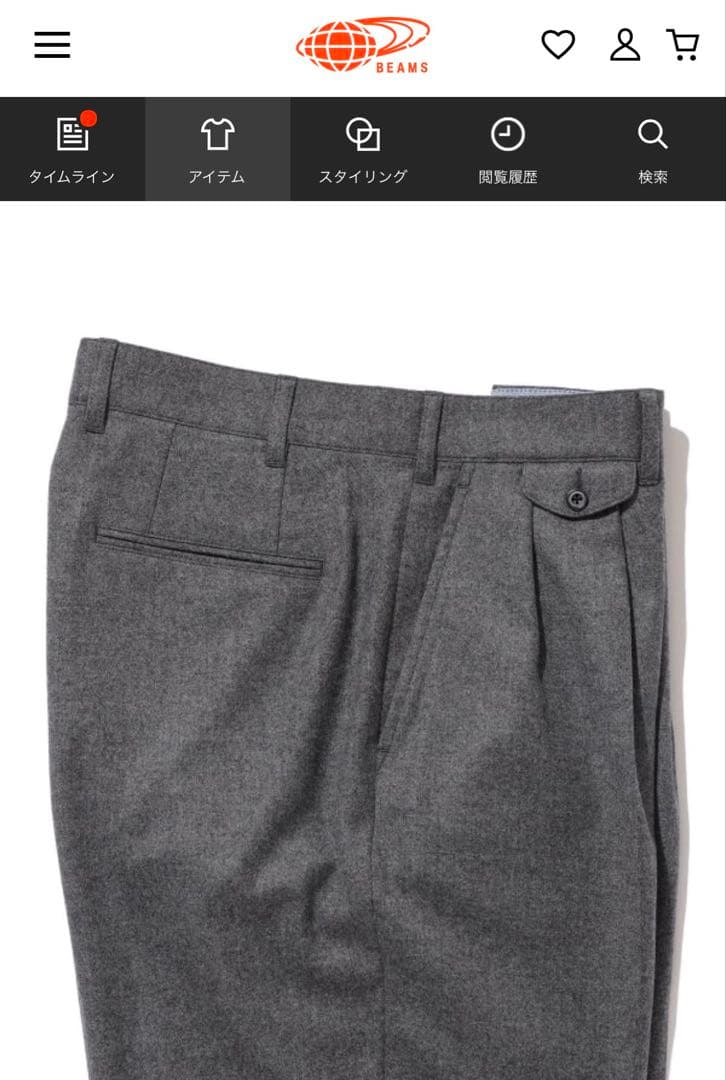 パンツ BEAMS PLUS 2 Pleats Tapered Flannel