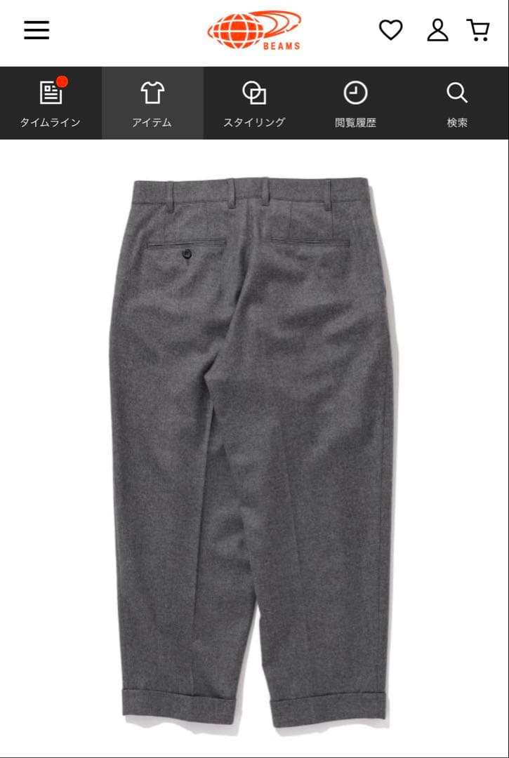 パンツ BEAMS PLUS 2 Pleats Tapered Flannel