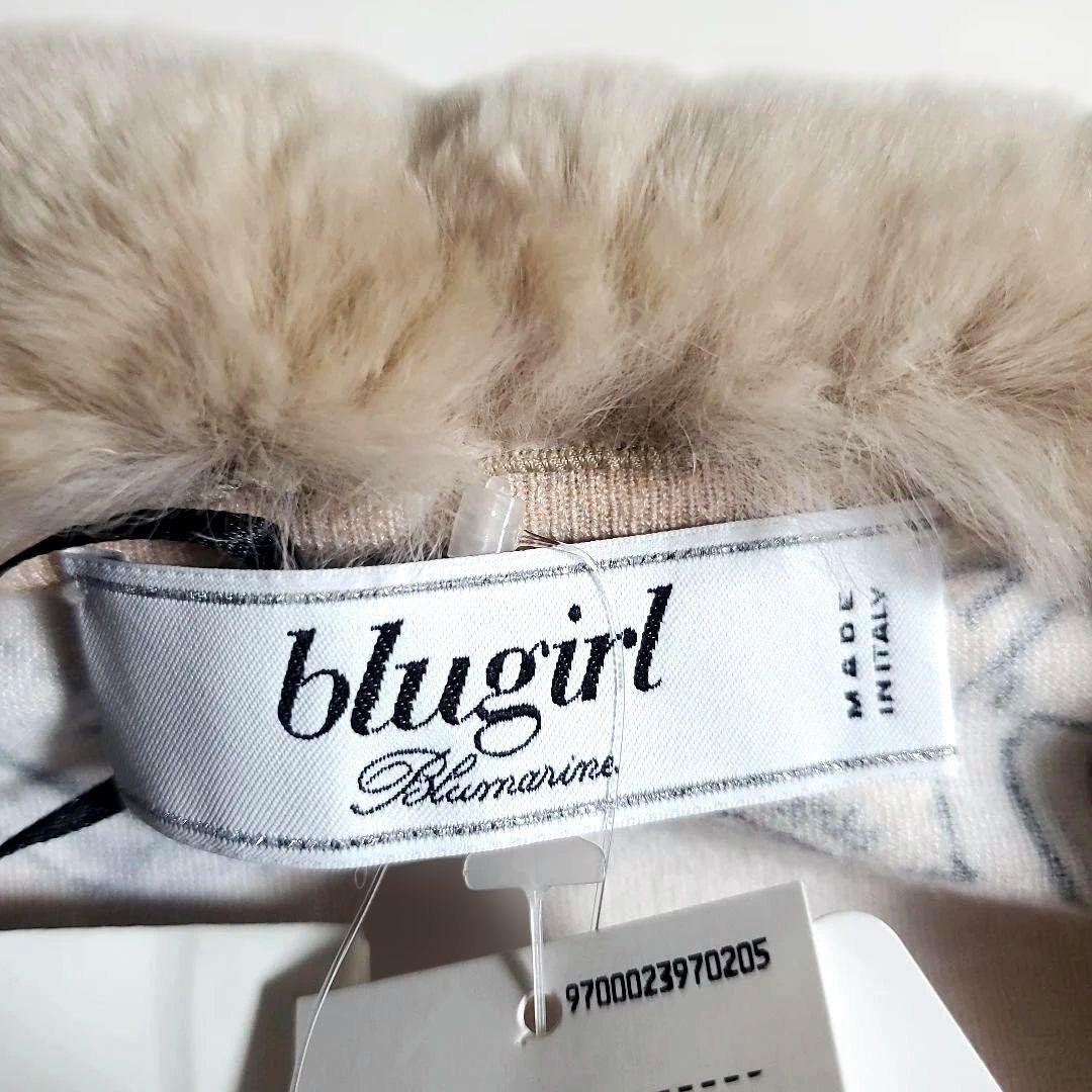 blugirl　バイク柄　総柄　長袖　カーディガン　ファー　ピンク　イタリア製