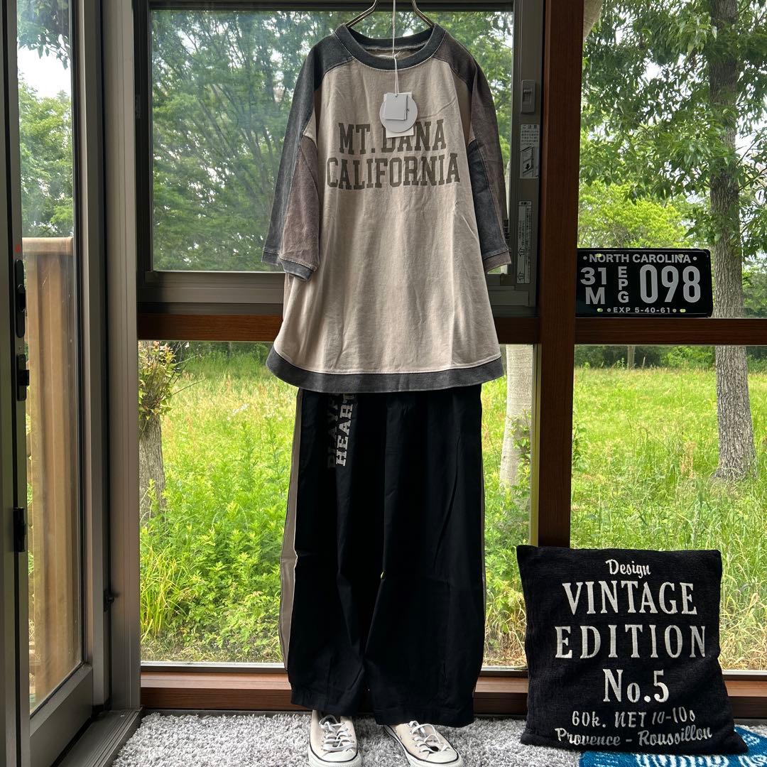 いろはサン IRIEY ツイル脇タックマルチロゴパンツ クロ ベージュ