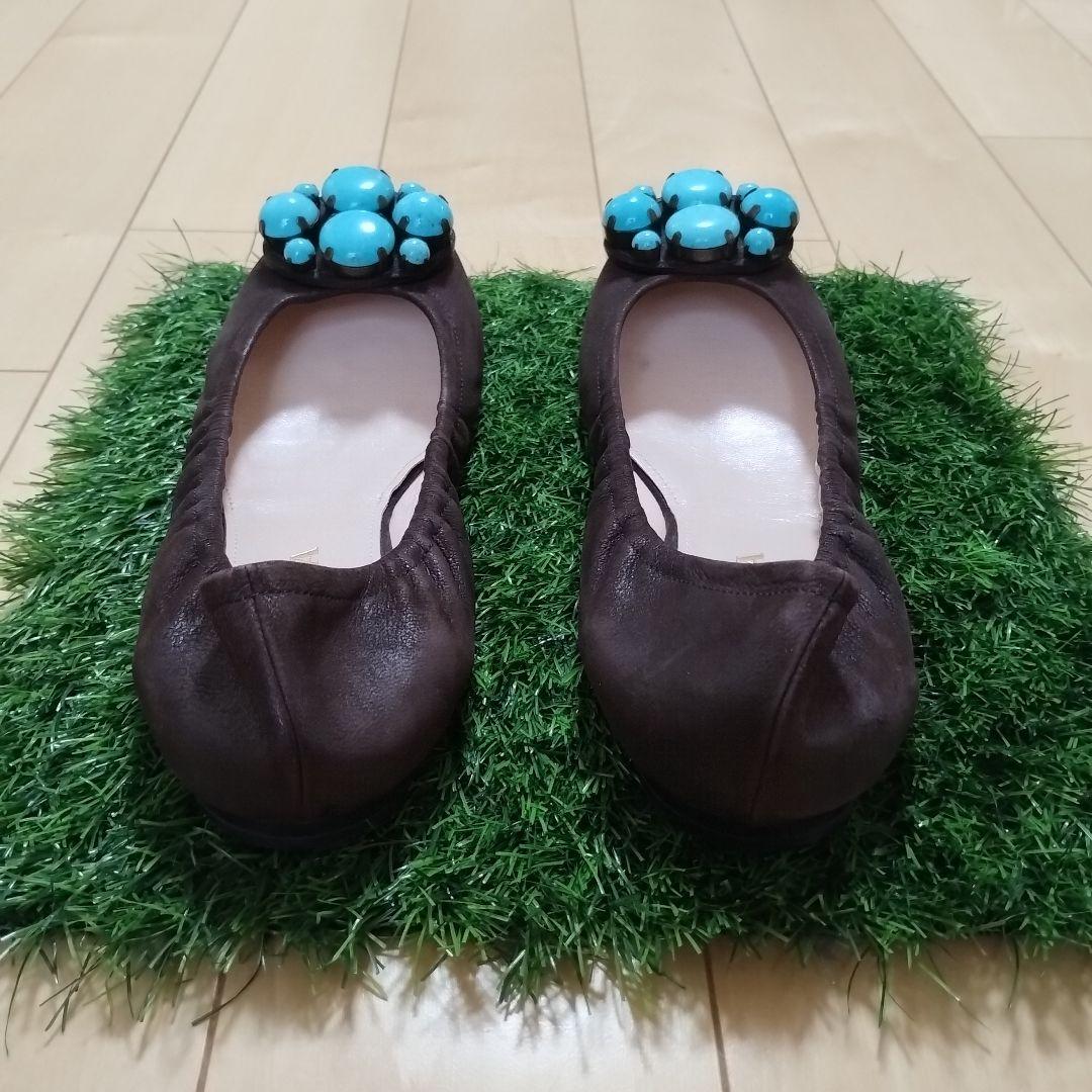 【PRADA】プラダ ブラウン フラットシューズ/バレエシューズ