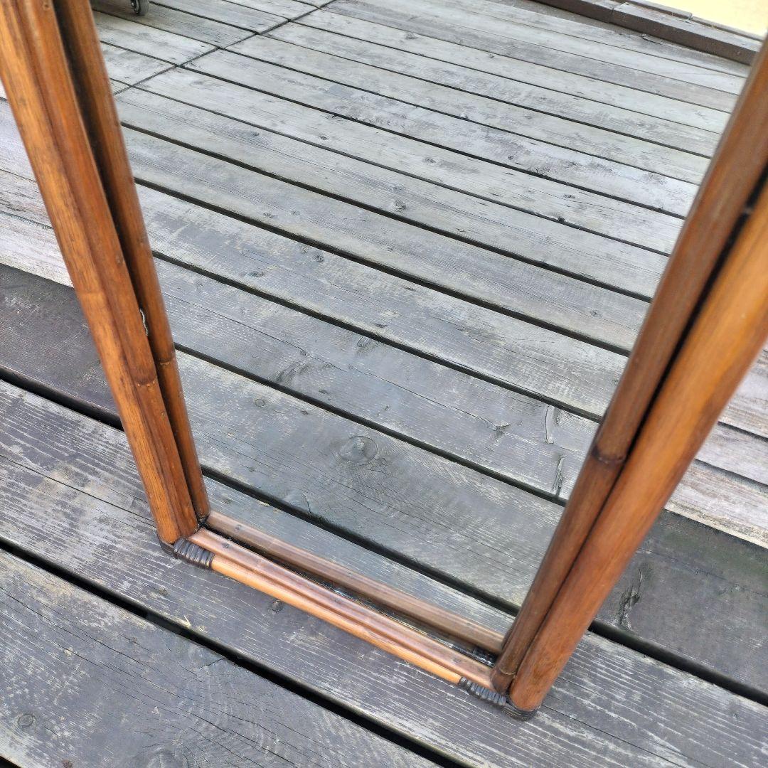 M♦ラタンミラー アンティークミラー アーチミラー 姿見 籐製