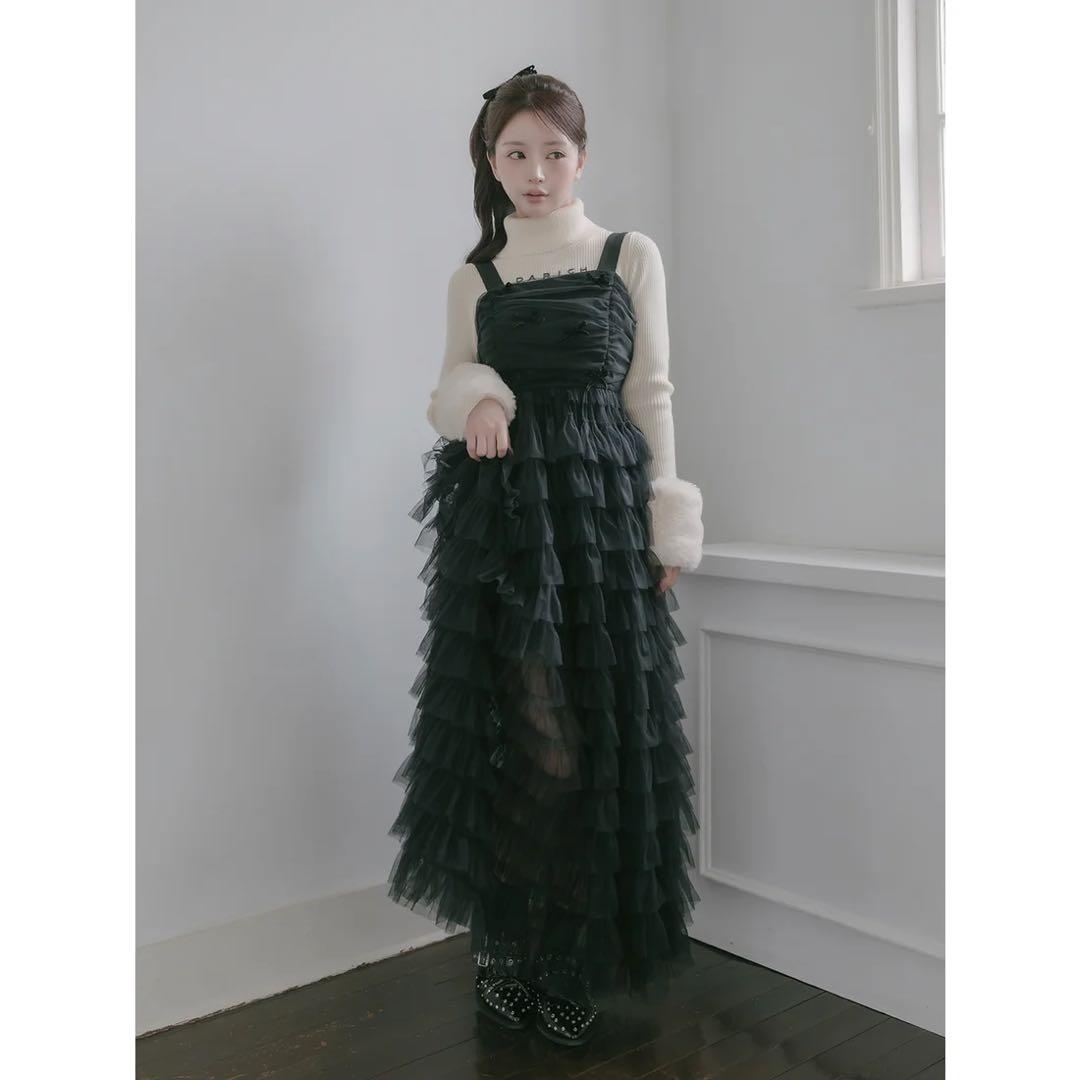 Darich ダーリッチ ベロアリボンチュールワンピース