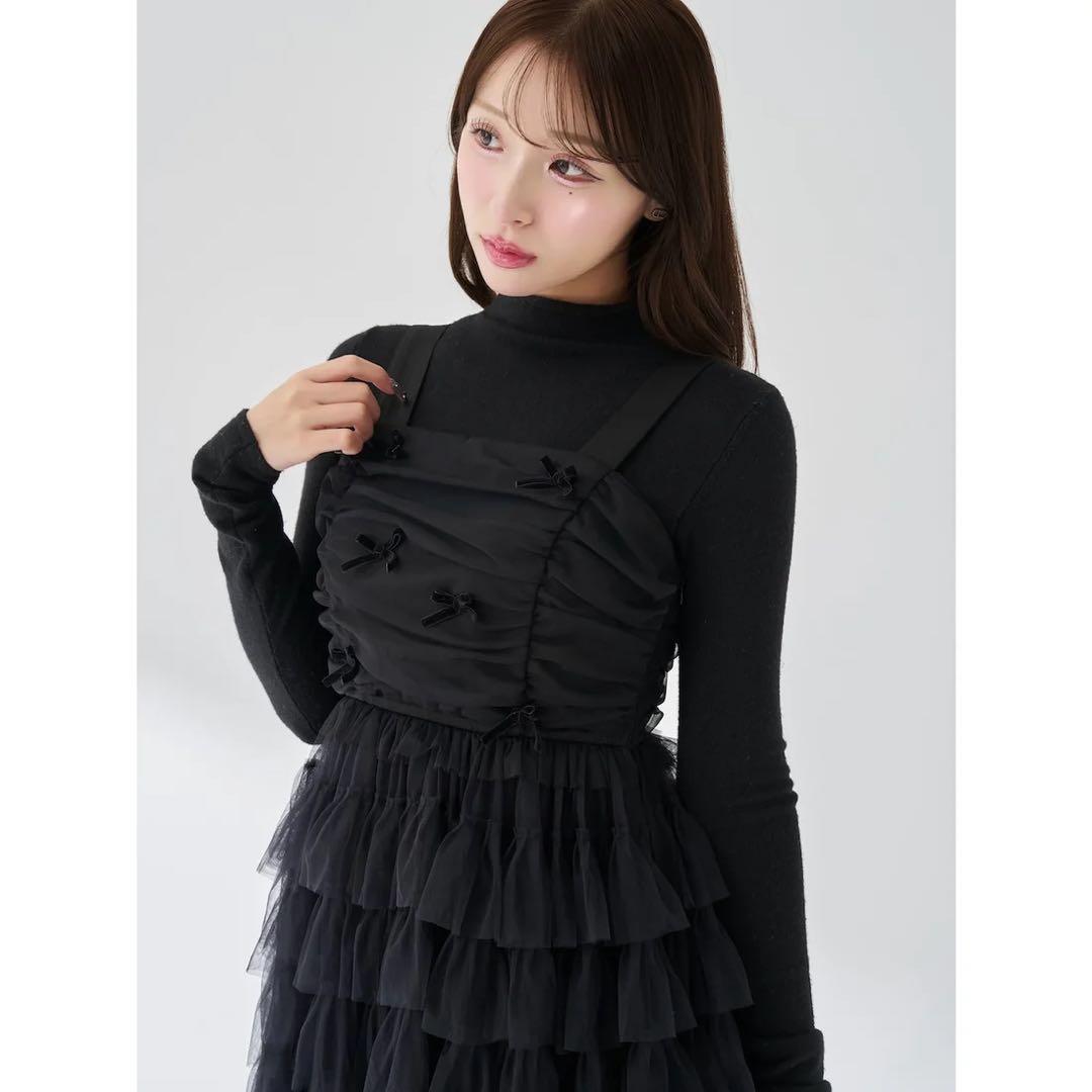 Darich ダーリッチ ベロアリボンチュールワンピース