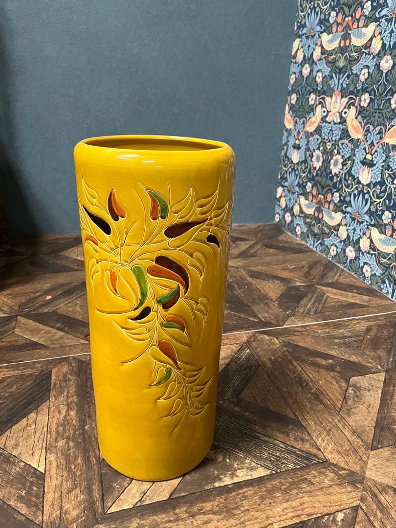 たむ ＊陶器 傘立て インテリア 昭和レトロ 黄色 玄関