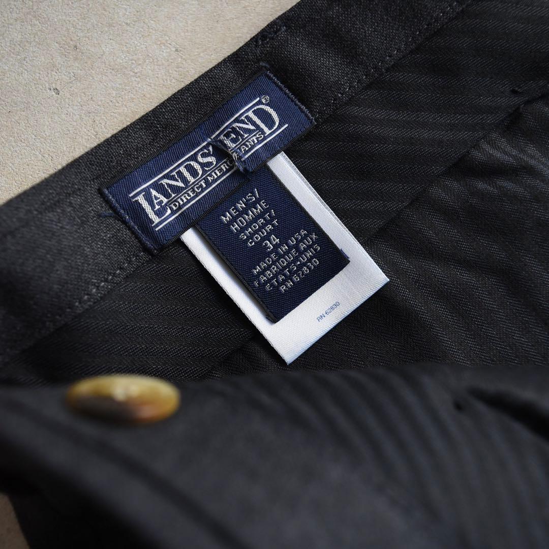 90s ランズエンド ウール ツータックスラックス チャコールグレーW34L30