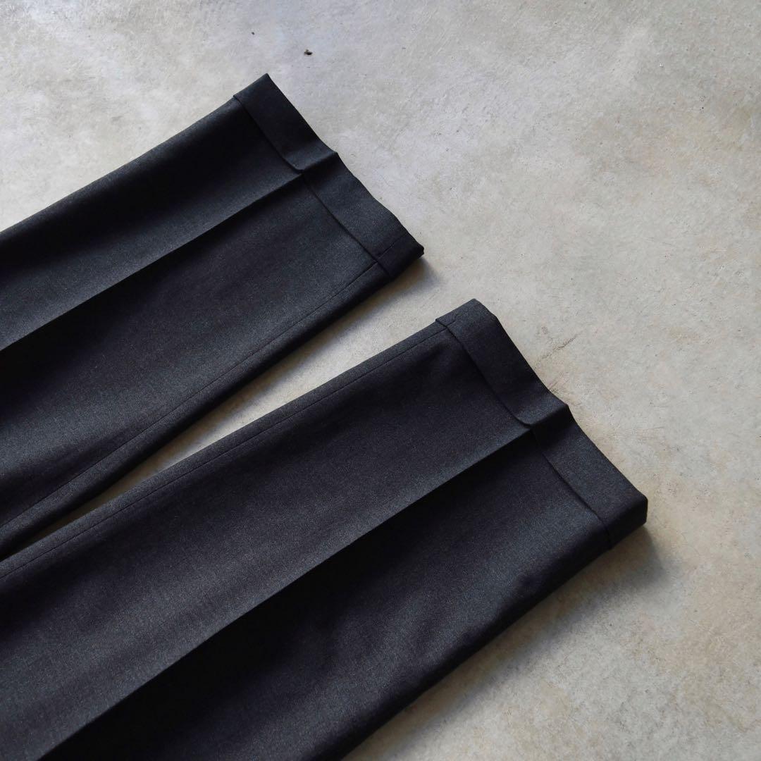 90s ランズエンド ウール ツータックスラックス チャコールグレーW34L30