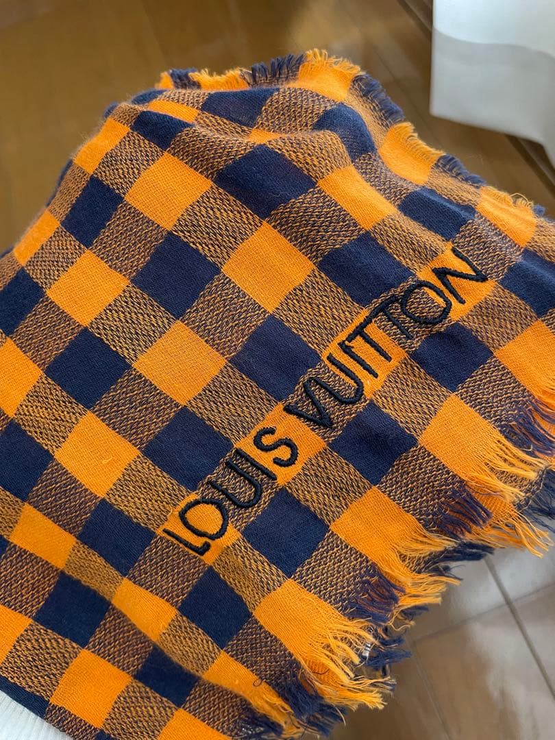 LOUIS VUITTON チェックストール オレンジ ネイビー