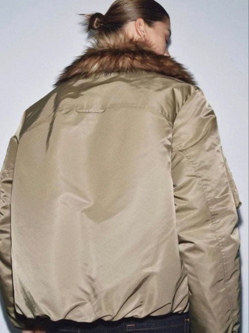 ZARA フェイクファー襟 ボンバージャケット ZW COLLECTION S