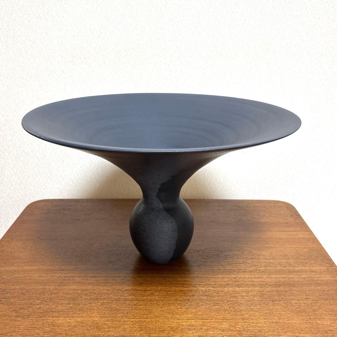 いけばな　池坊　花器　グレー　陶器