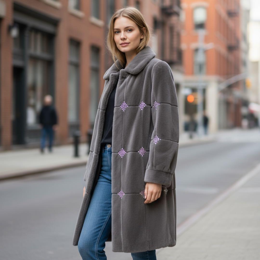 【美品】SAGA MINK 毛皮コート　ミンク　レアデザイン　裏地アート柄