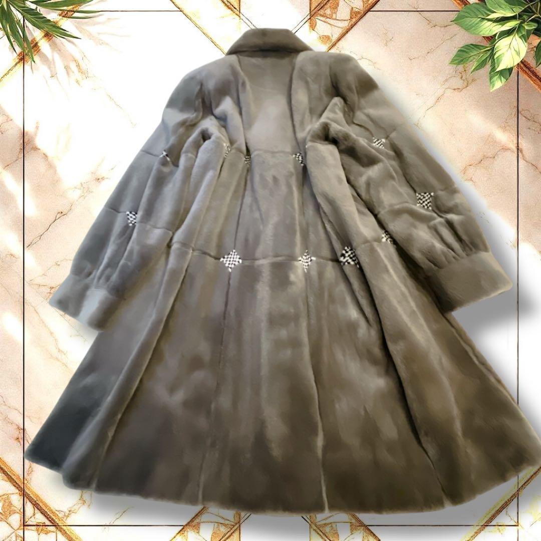 【美品】SAGA MINK 毛皮コート　ミンク　レアデザイン　裏地アート柄