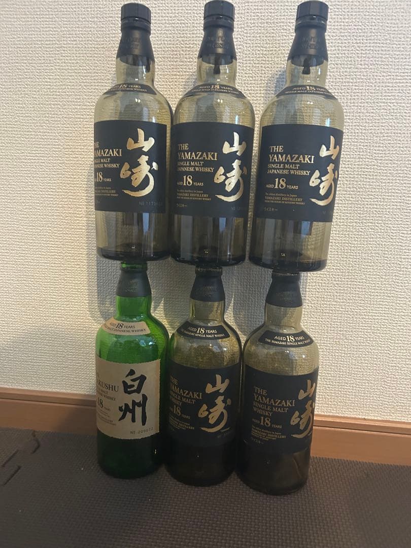 山崎18年・白州18年 ６本セットカートン付き