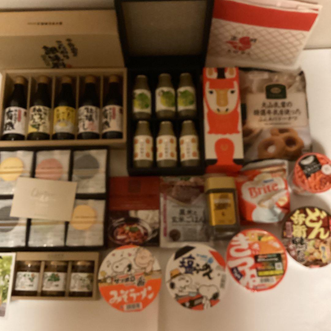 食品まとめて(国産蜂蜜3種・調味料詰合せ・梨2種ジュース・海老煎餅・珈琲他全15