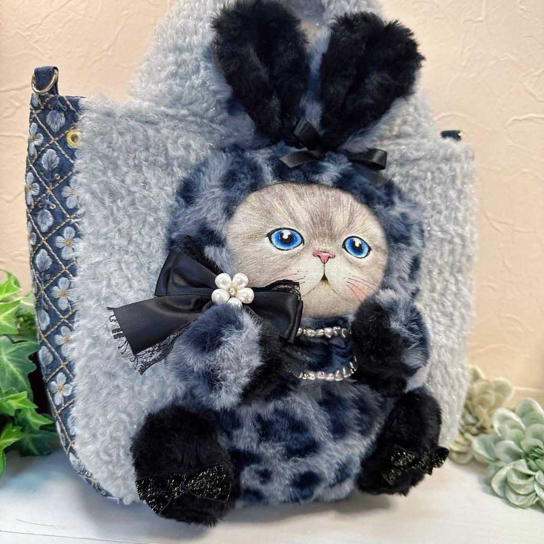 ト*助様 コヤンイサムチョン♡新作インド刺繍×豹柄ルミちゃんの変形ラウンドトート