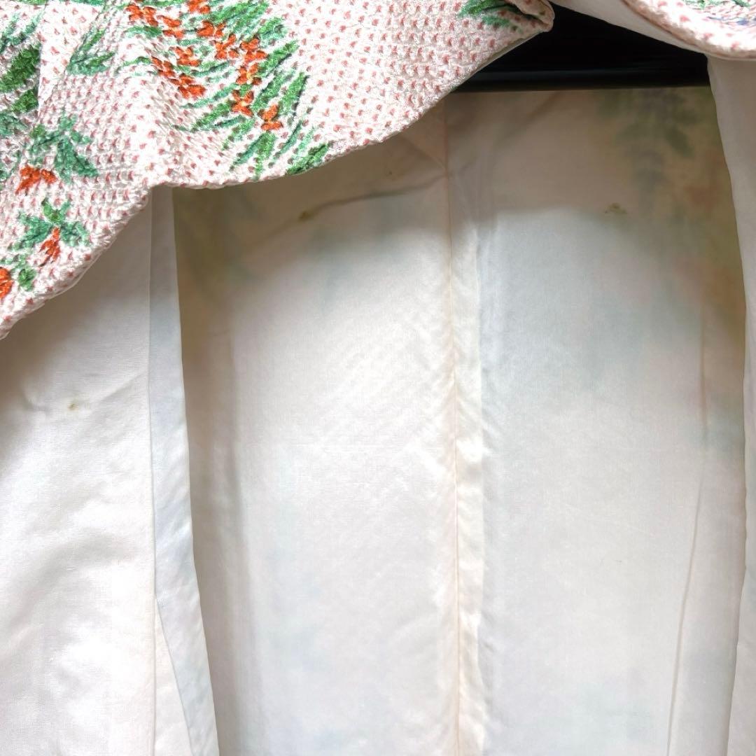 小紋　総絞り　小花　花模様　ピンク　着物　124a d