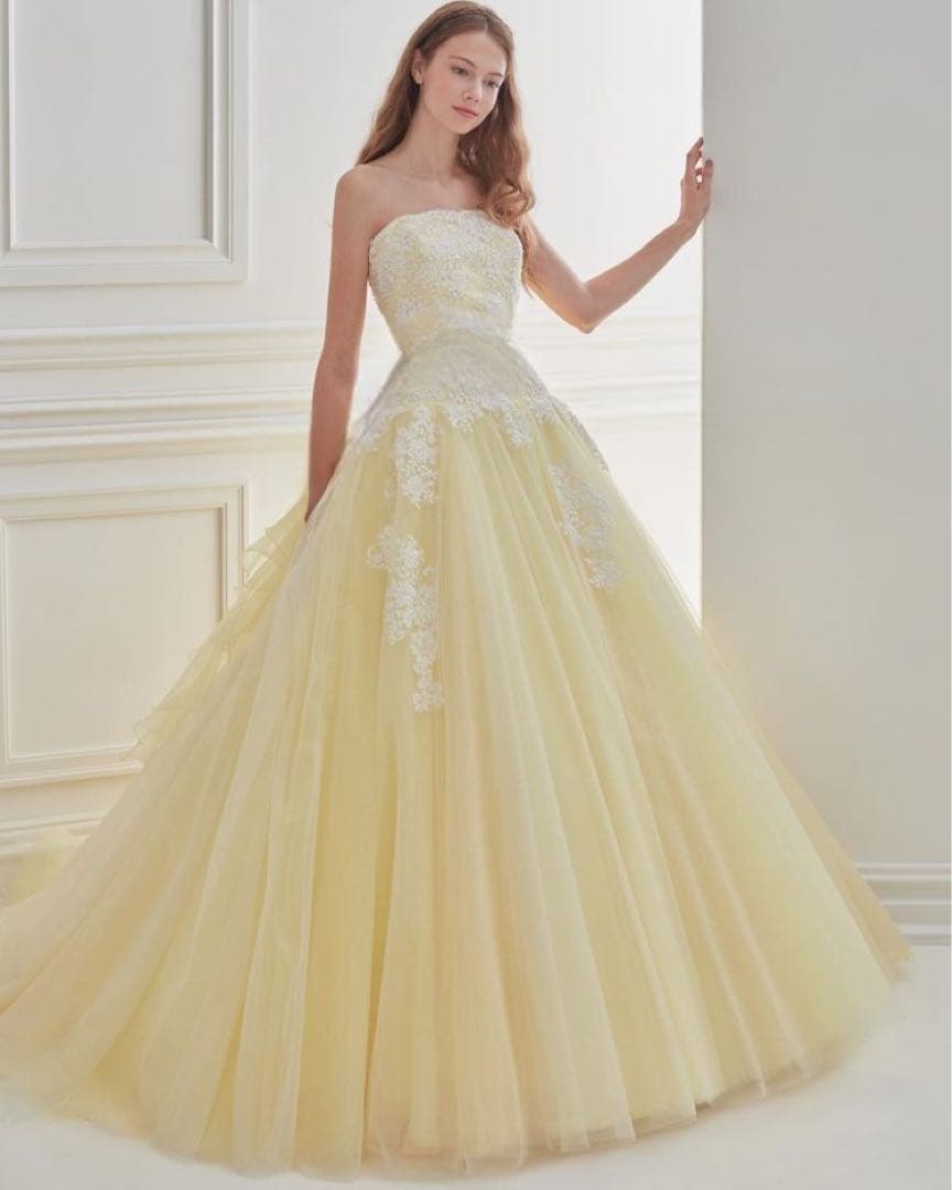 TAKAMI BRIDAL カラードレス　イエローカミール　チュールドレス