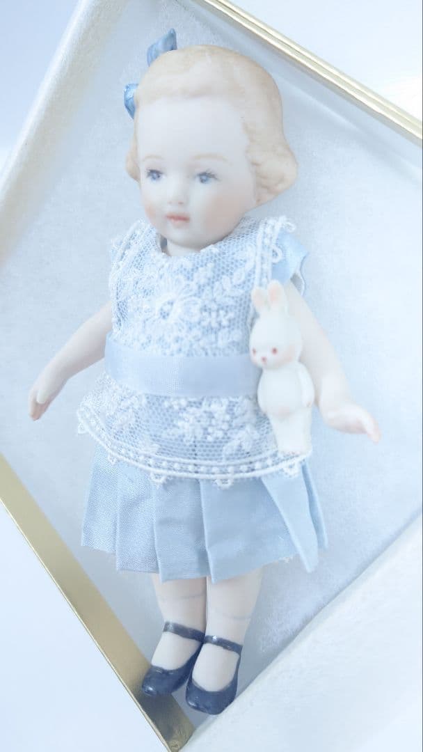 ちびくま工房　勿忘草ちゃんとちびうさビスク付　シルクワンピ