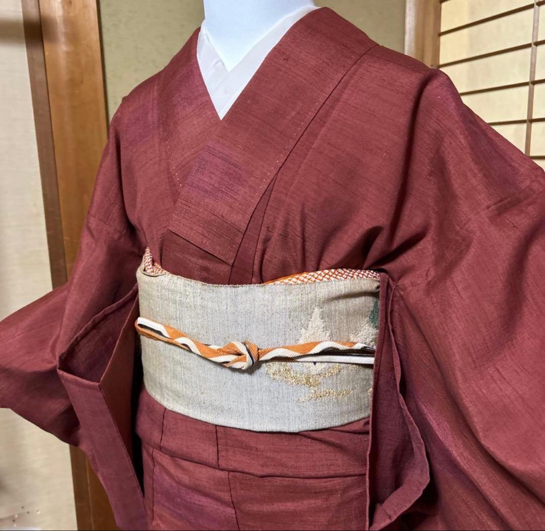 u*8様 未使用近い 美品　単衣 結城紬 小紋 80亀甲 フルセット 身丈162