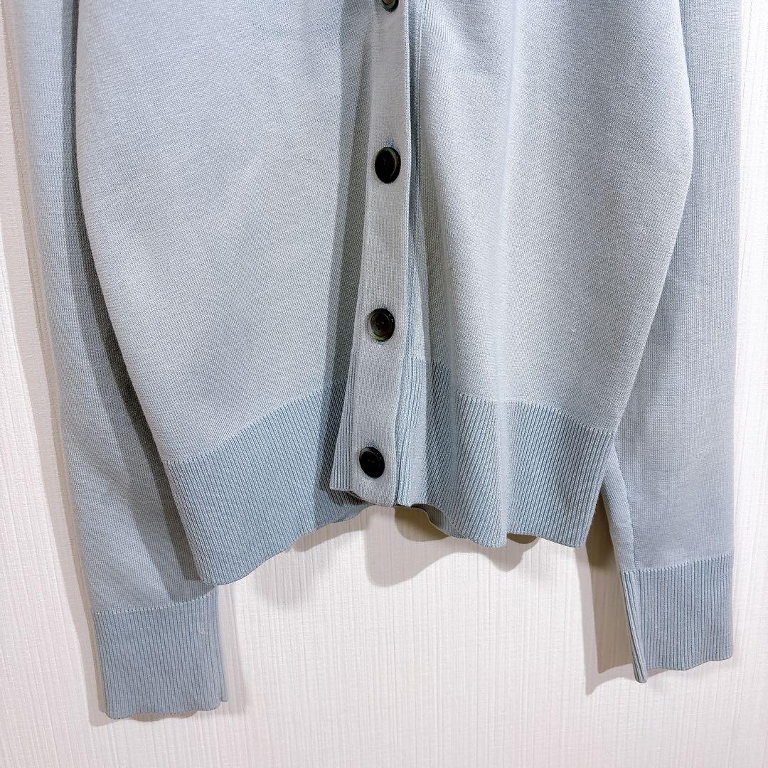 ebure エブール シルクコットンニットVネック カーディガン　ブルー