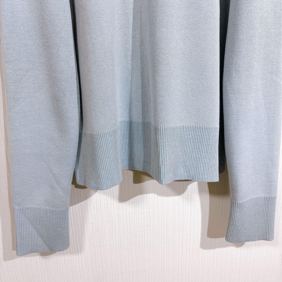 ebure エブール シルクコットンニットVネック カーディガン　ブルー