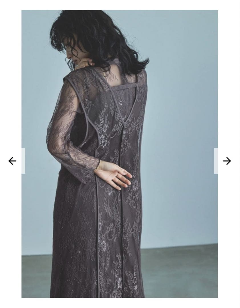 【Ꮲom】 レースベストレイヤードマーメイドパーティードレス Sチャコール