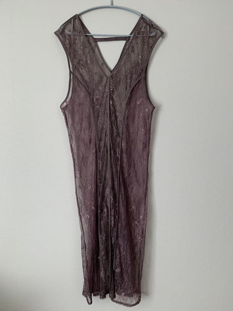 【Ꮲom】 レースベストレイヤードマーメイドパーティードレス Sチャコール