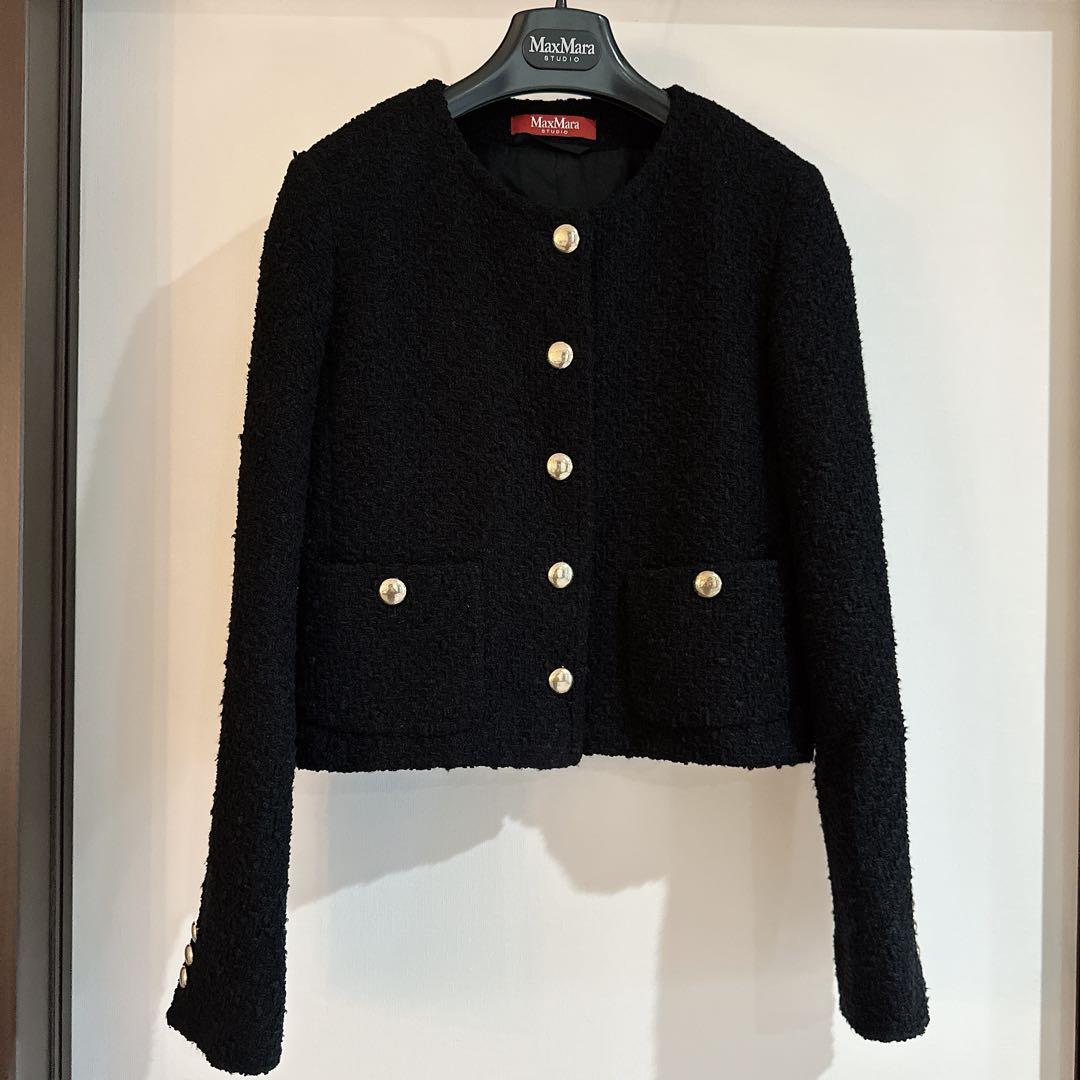 MAXMARA STUDIO マックスマーラ ブラック　ツイード　ジャケット