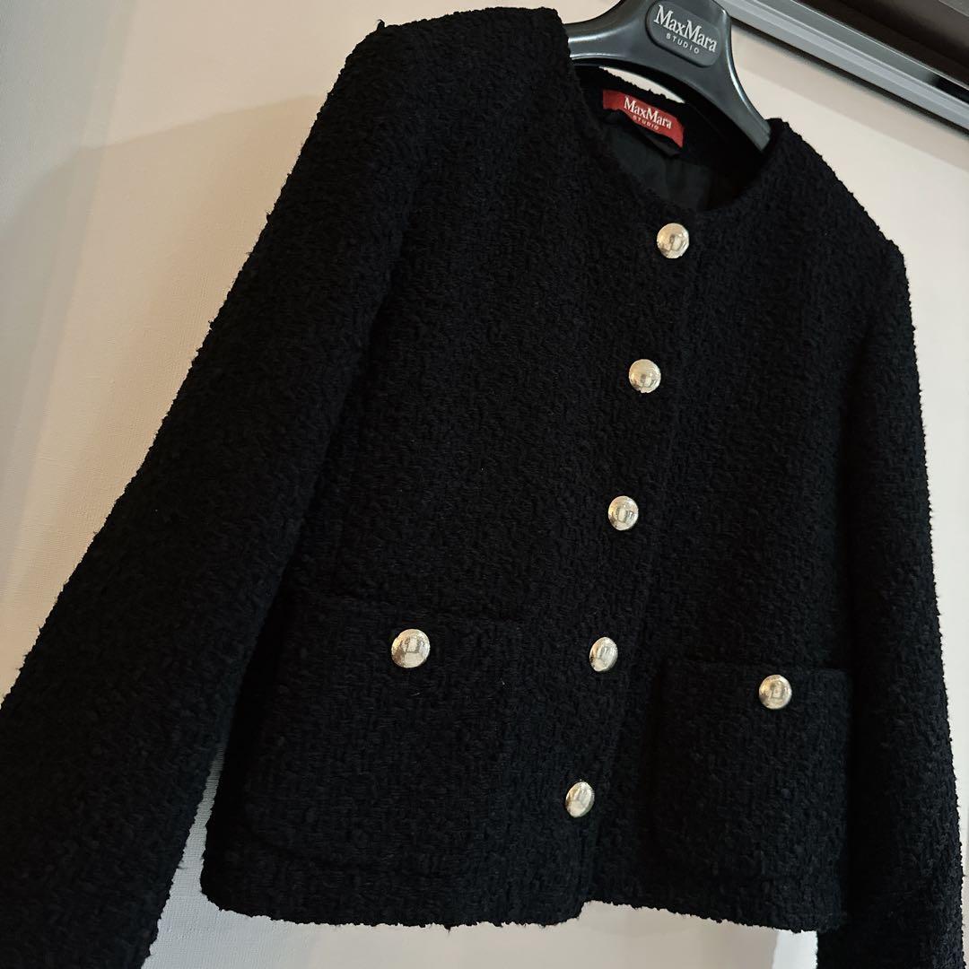 MAXMARA STUDIO マックスマーラ ブラック　ツイード　ジャケット