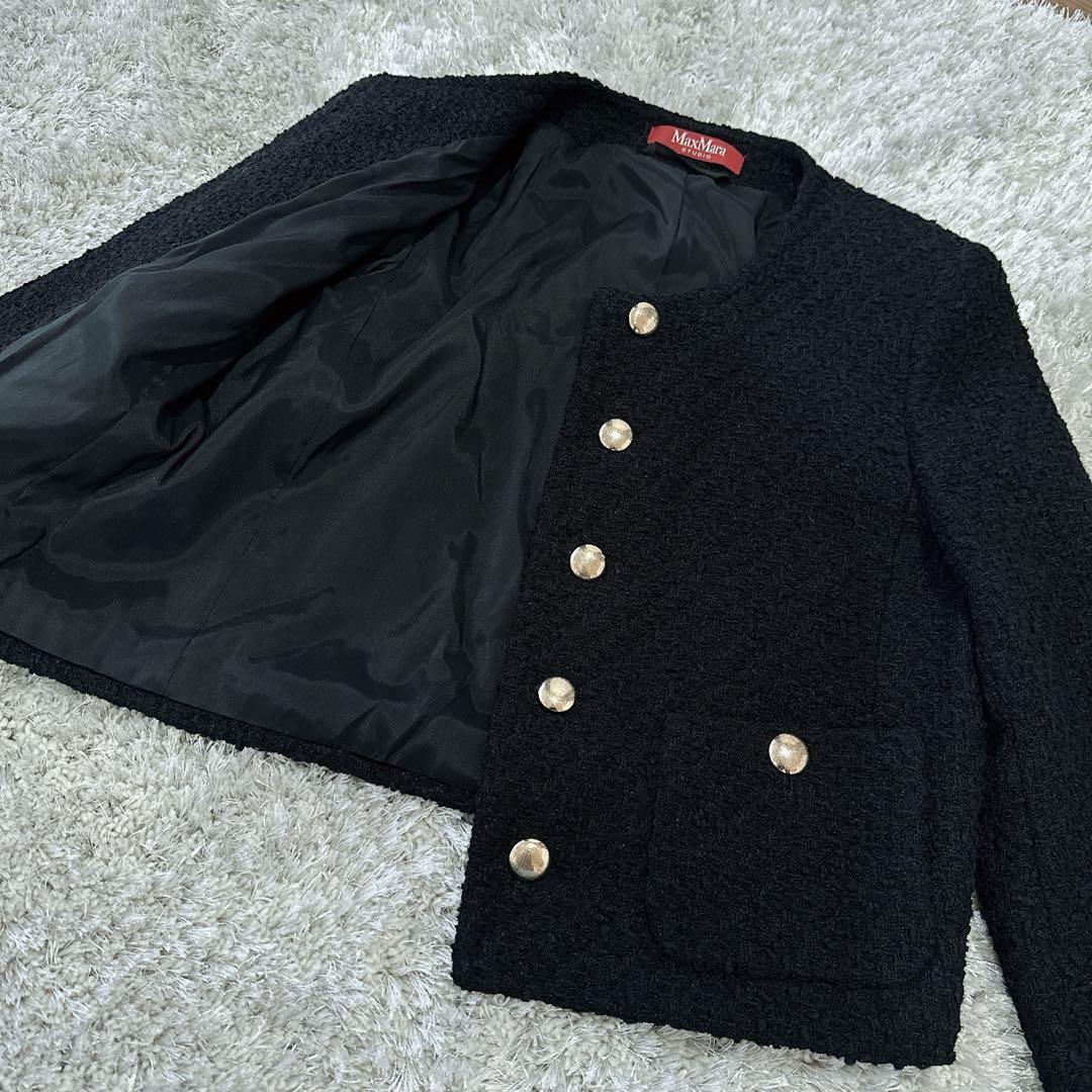 MAXMARA STUDIO マックスマーラ ブラック　ツイード　ジャケット