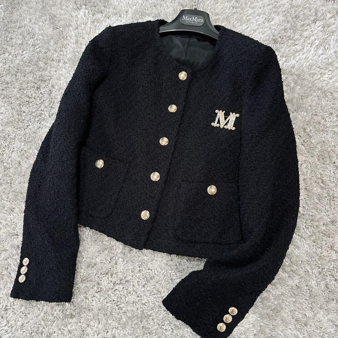 MAXMARA STUDIO マックスマーラ ブラック　ツイード　ジャケット