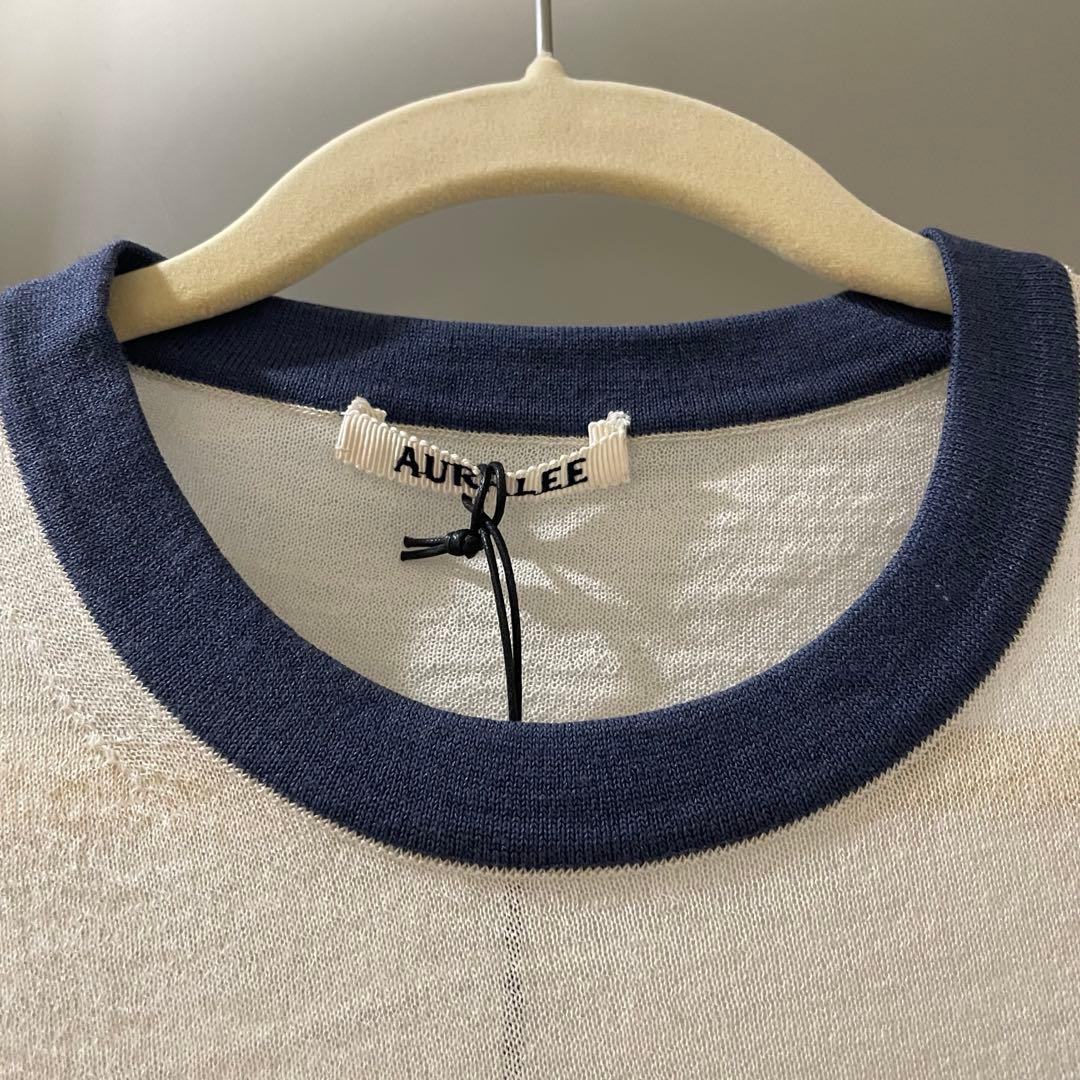 トップス AURALEE HIGE GAUGE WOOL SILK KNIT TEE