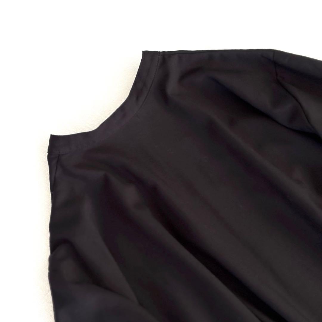 ミズイロインド ▲∴+ T/Rスタンドカラーフレアワンピース 日本製 ブラック