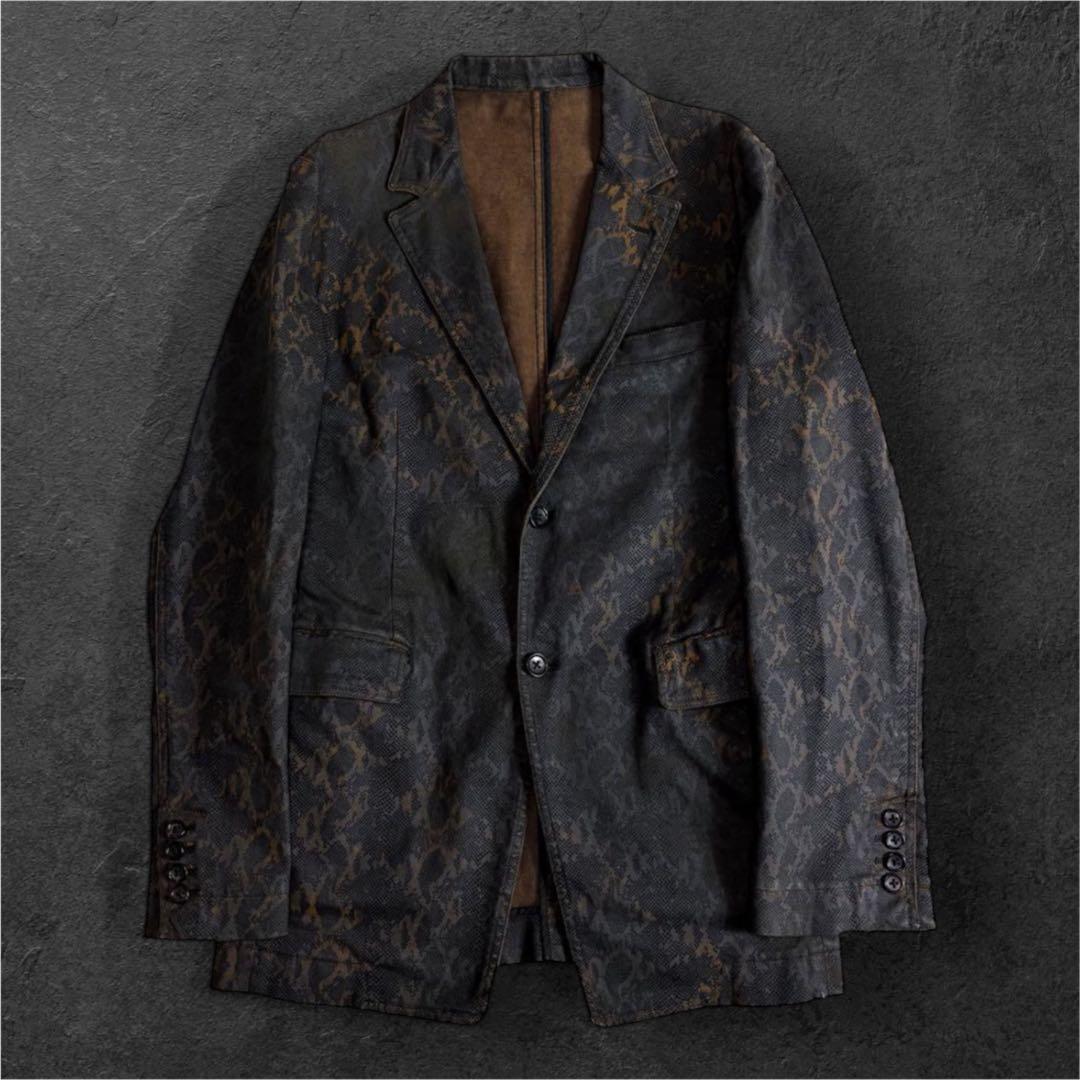 希少 5351 プールオム テーラードジャケット パイソン柄 黒×茶 サイズ3