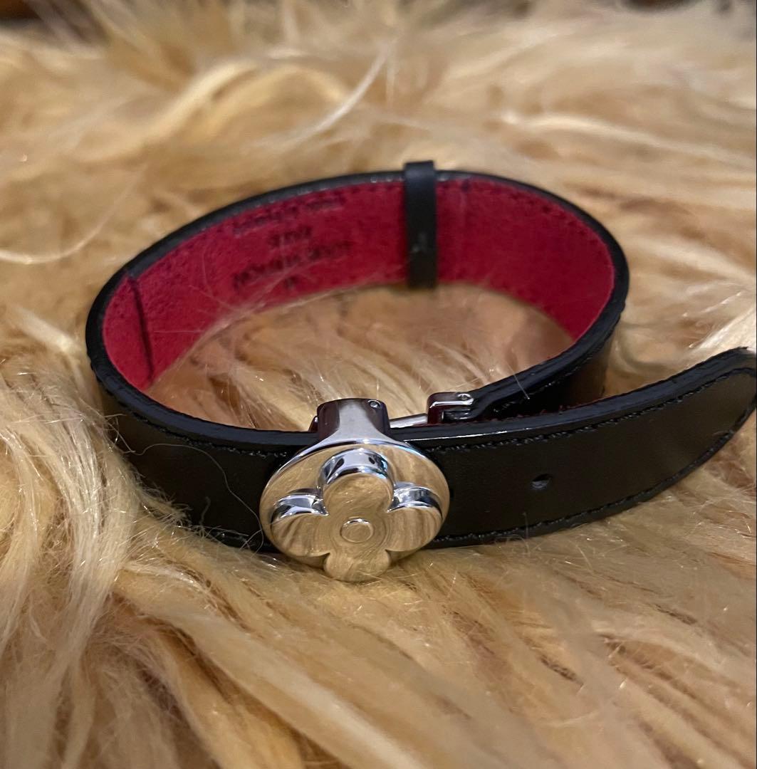 【美品】　ルイヴィトン モノグラム×フラワー　レザーバングル　ブラック