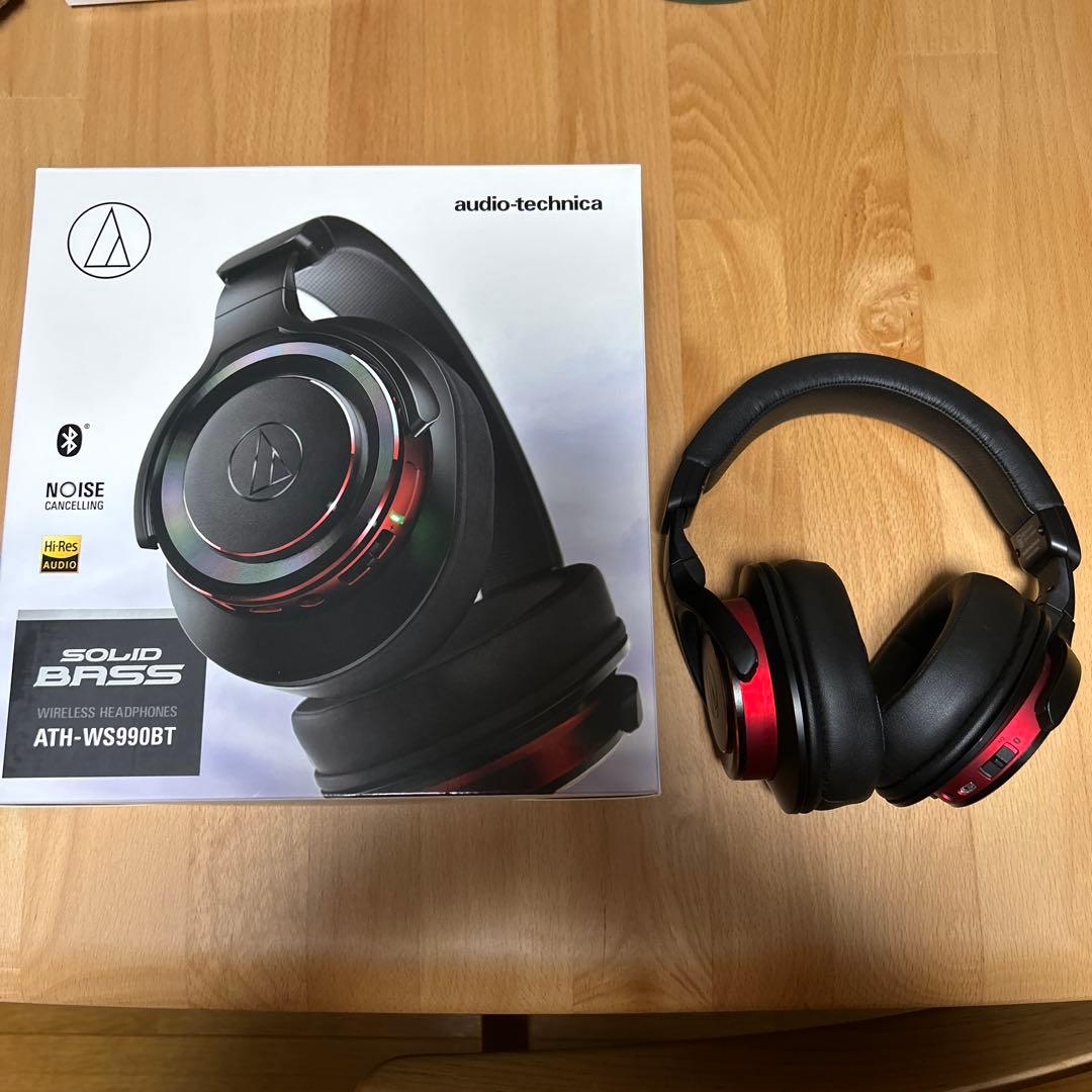 オーディオテクニカ　ATH-WS990BT ワイヤレスヘッドホン 赤☆美品