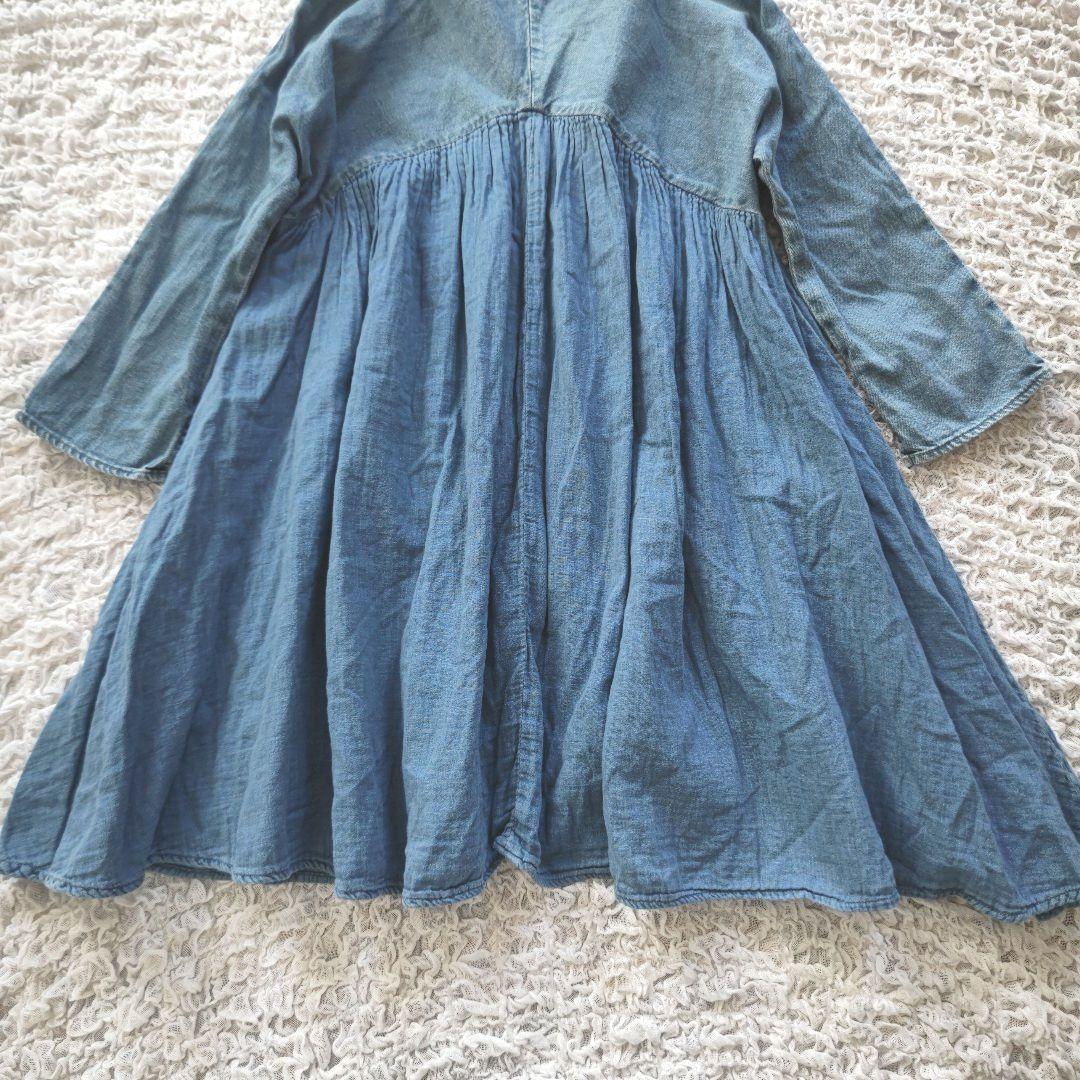 KAPITAL　インディゴ　異素材切替ギャザー　七分袖　シャツ羽織り　1