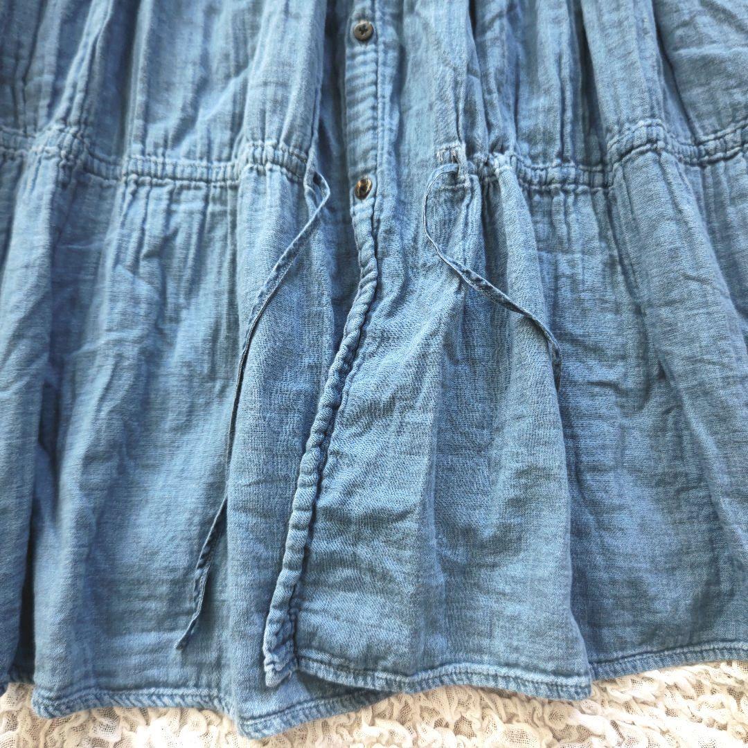 KAPITAL　インディゴ　異素材切替ギャザー　七分袖　シャツ羽織り　1