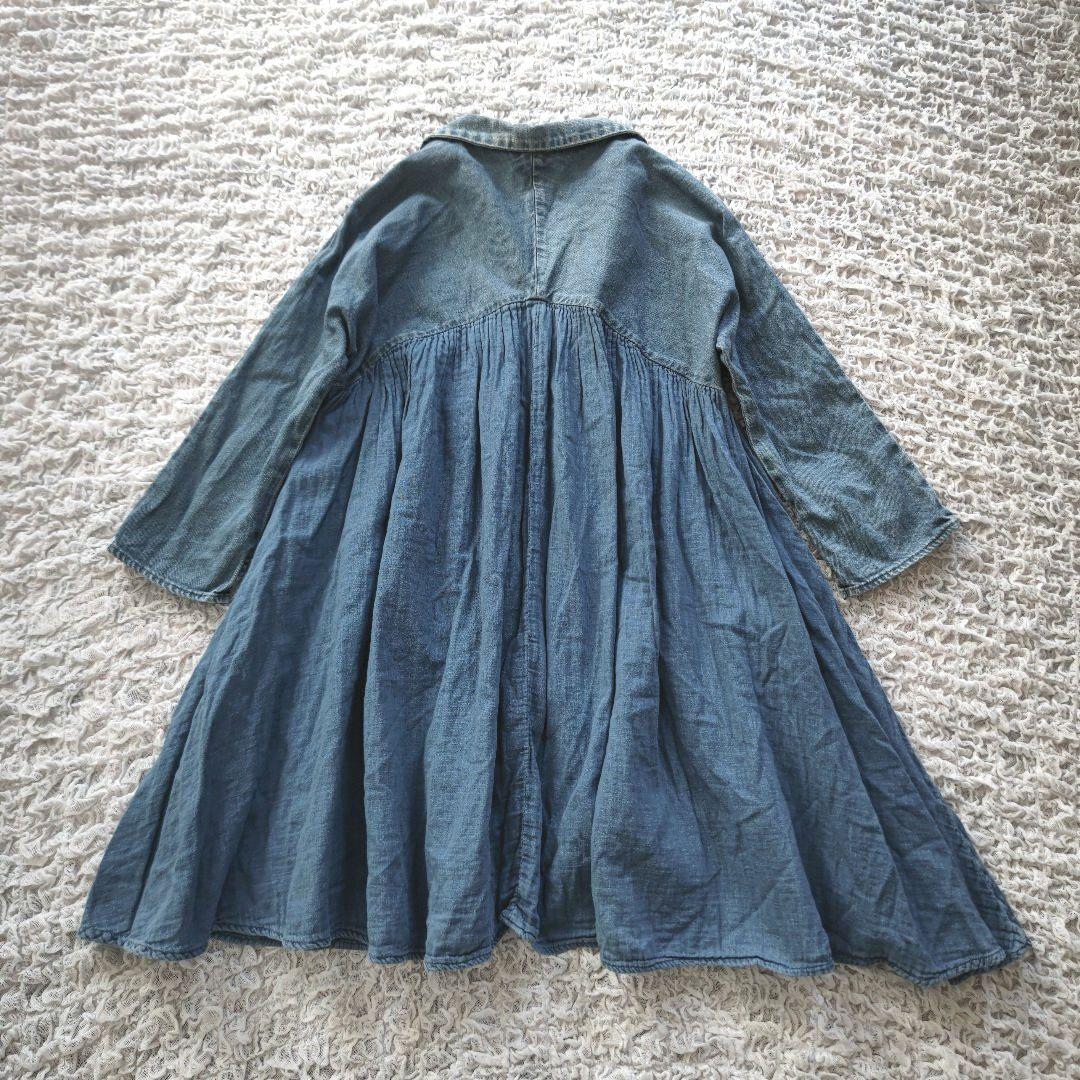 KAPITAL　インディゴ　異素材切替ギャザー　七分袖　シャツ羽織り　1