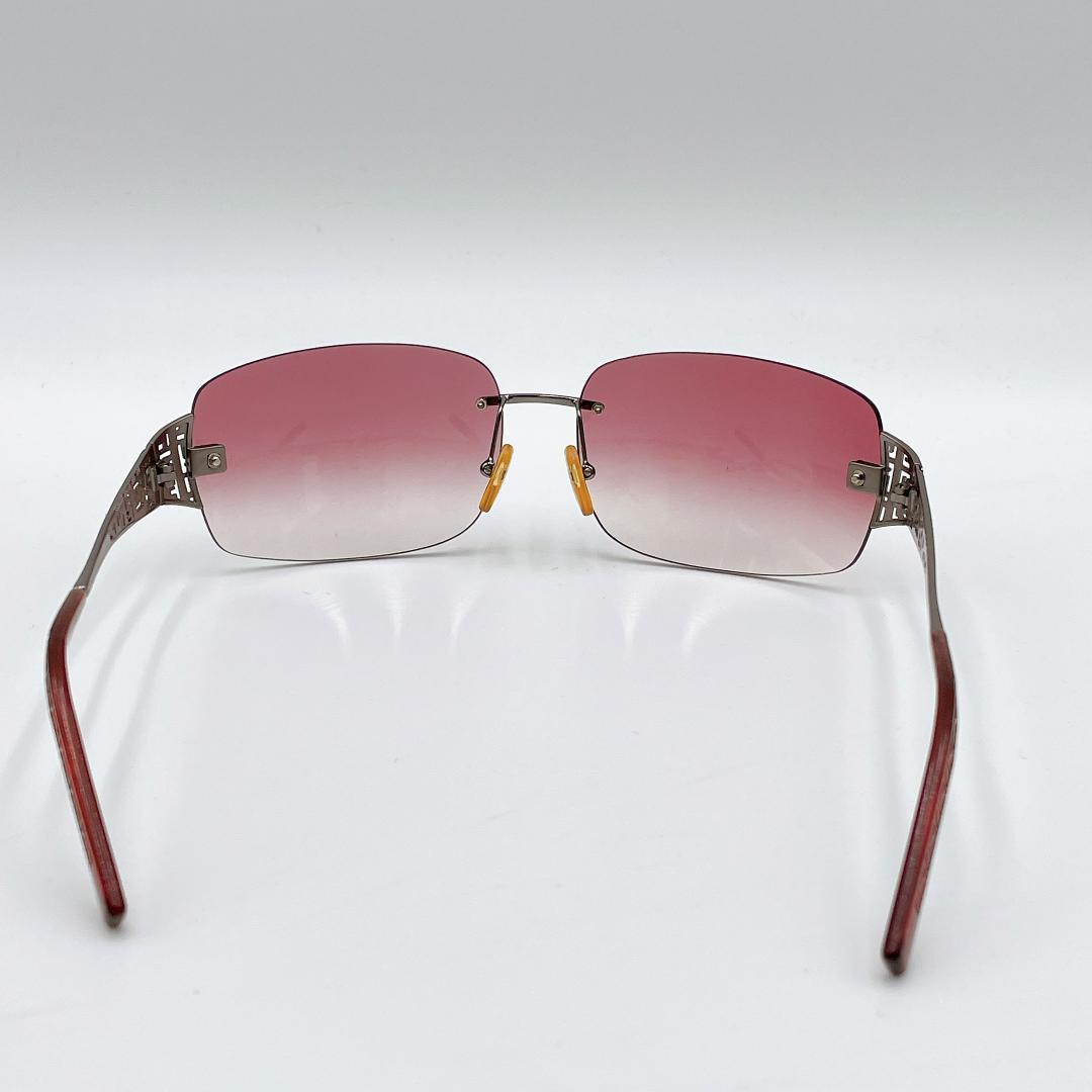 良品 FENDI フェンディ ズッカ柄 リムレス FFロゴ サングラスm524