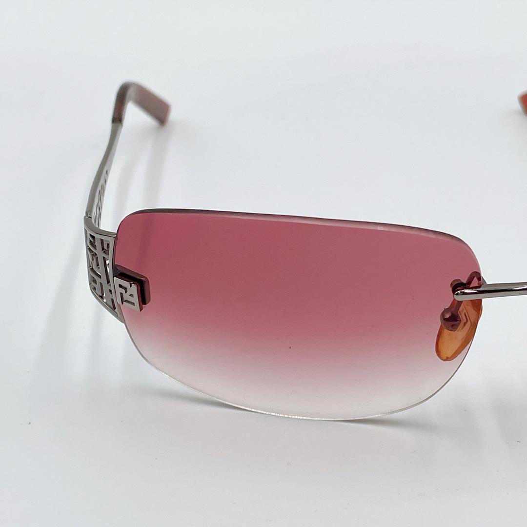 良品 FENDI フェンディ ズッカ柄 リムレス FFロゴ サングラスm524