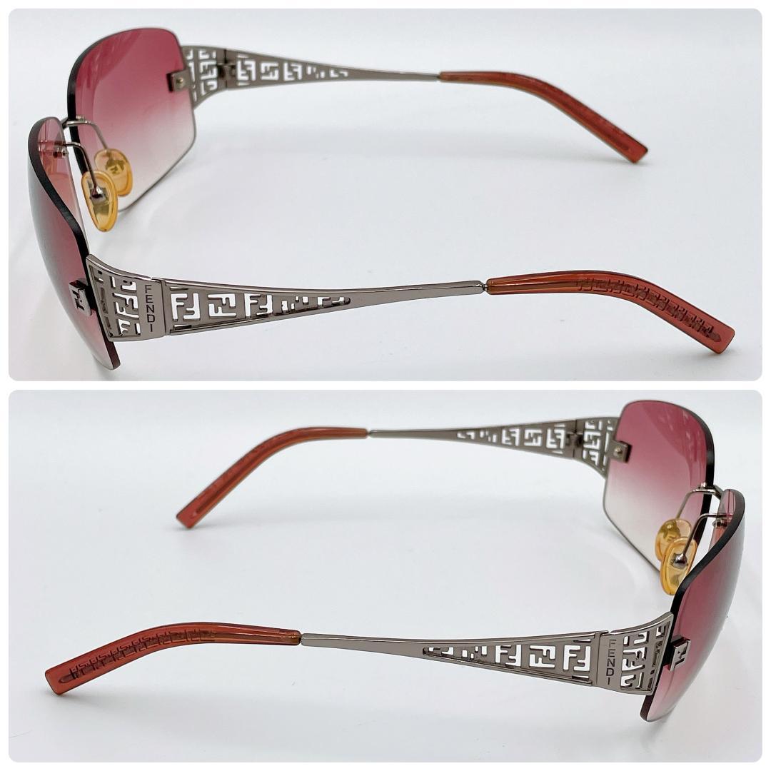 良品 FENDI フェンディ ズッカ柄 リムレス FFロゴ サングラスm524