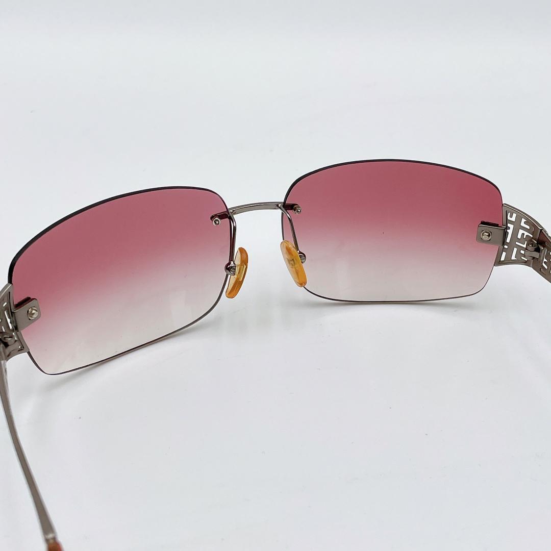 良品 FENDI フェンディ ズッカ柄 リムレス FFロゴ サングラスm524