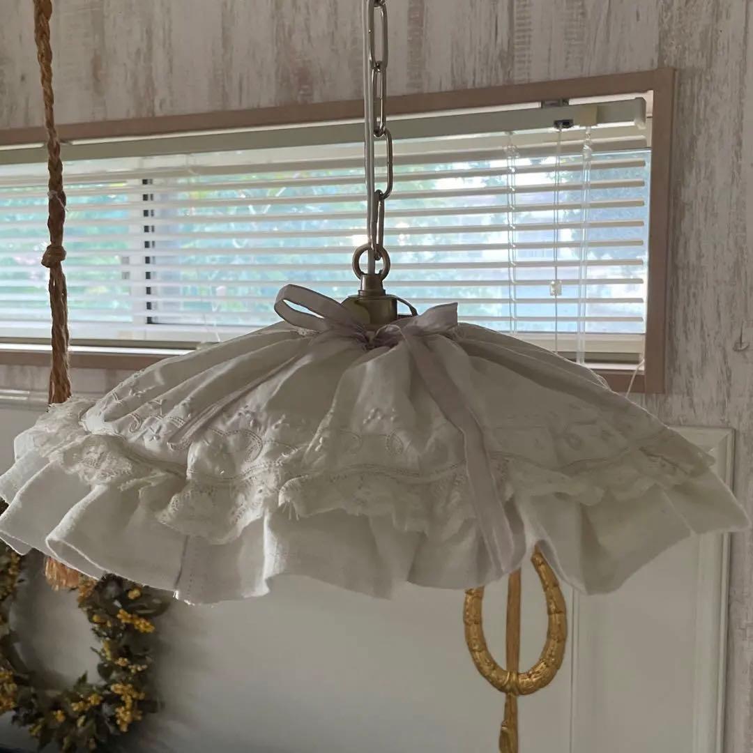 フランスアンティーク　ランプシェードシルクカバー