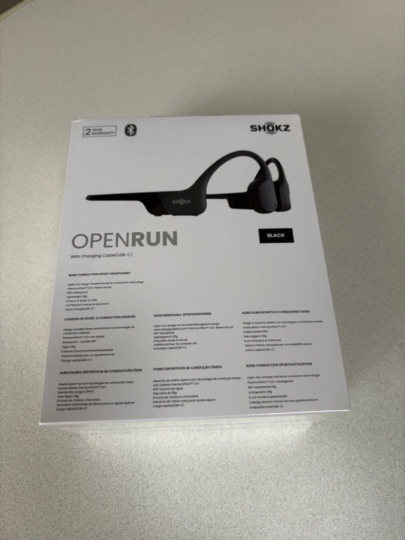 SHOKZ OPENRUN 骨伝導イヤホン ブラック　未使用品
