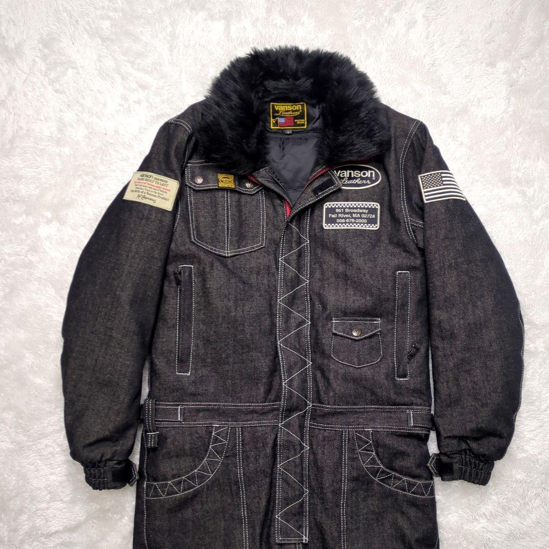 VANSON バンソン 廃盤 冬用 ボア 刺繍 つなぎ オールインワン L