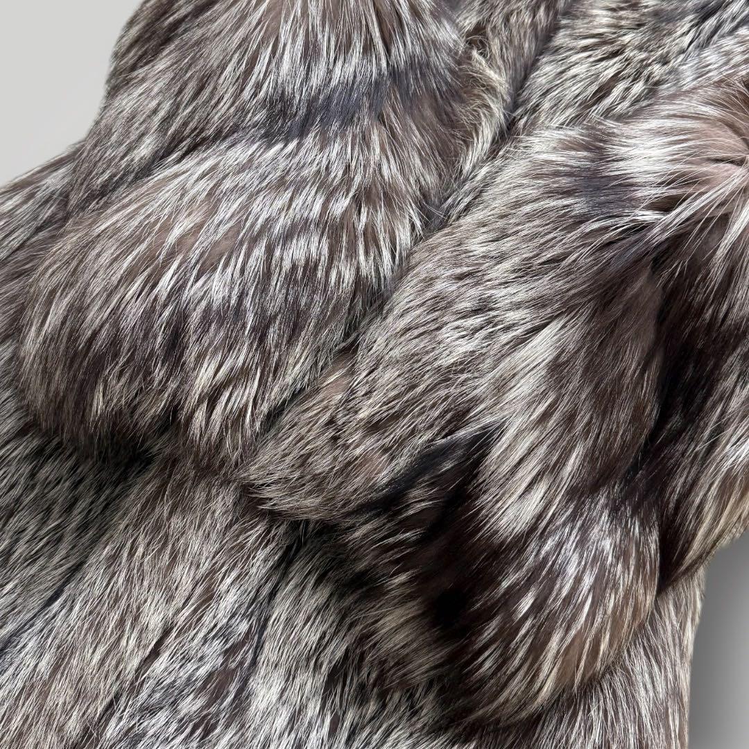 総丈100◎シルバーフォックス FOX ファーコート ふわふわ フリーサイズ