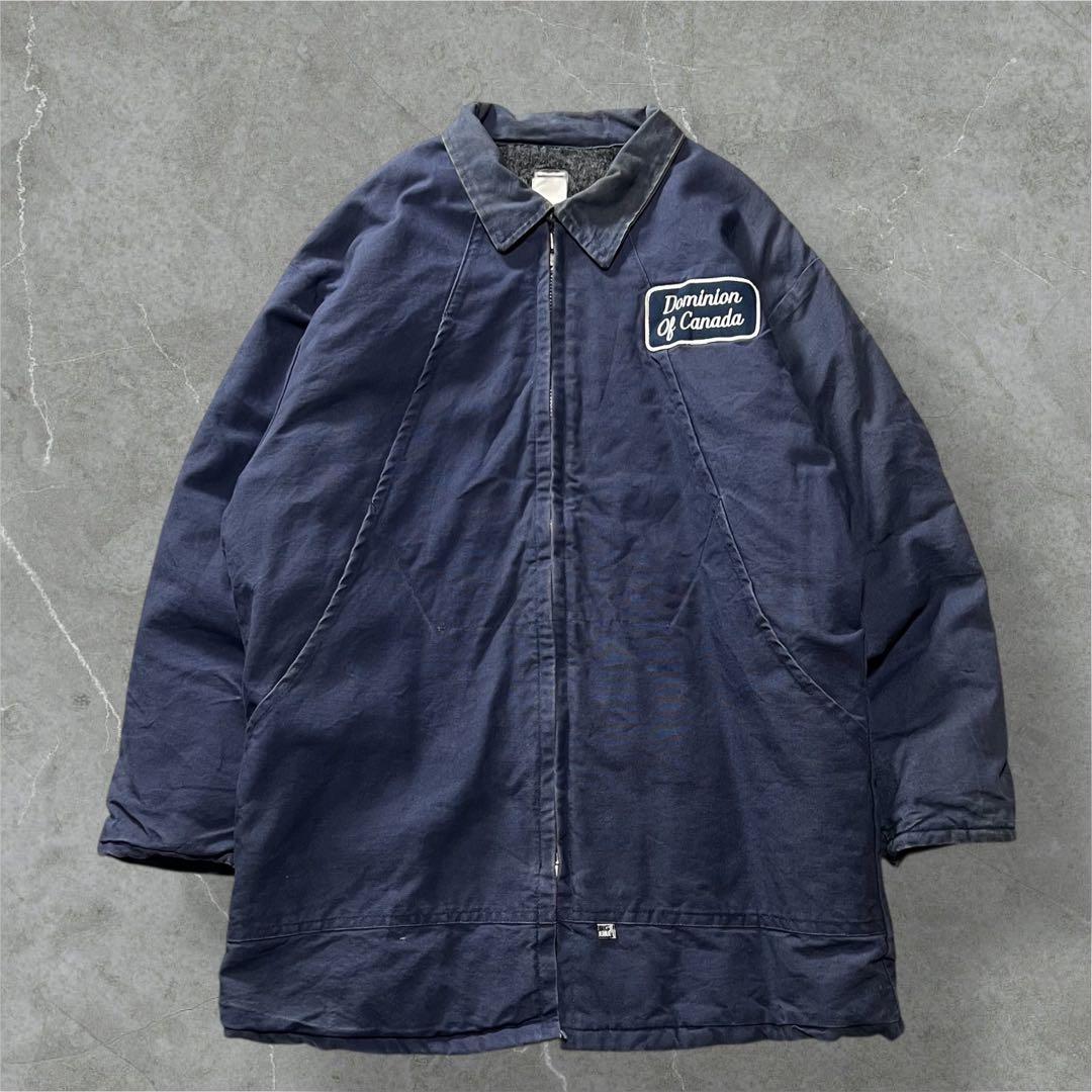 BIG BILL80s90s前半カナダ製ロングワークコートネイビー古着2XL相当