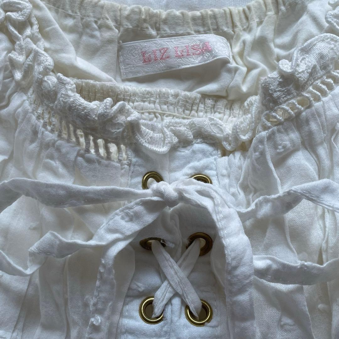 00s 希少 LIZLISA 総レースコルセット風レースアップキャミワンピ 姫系