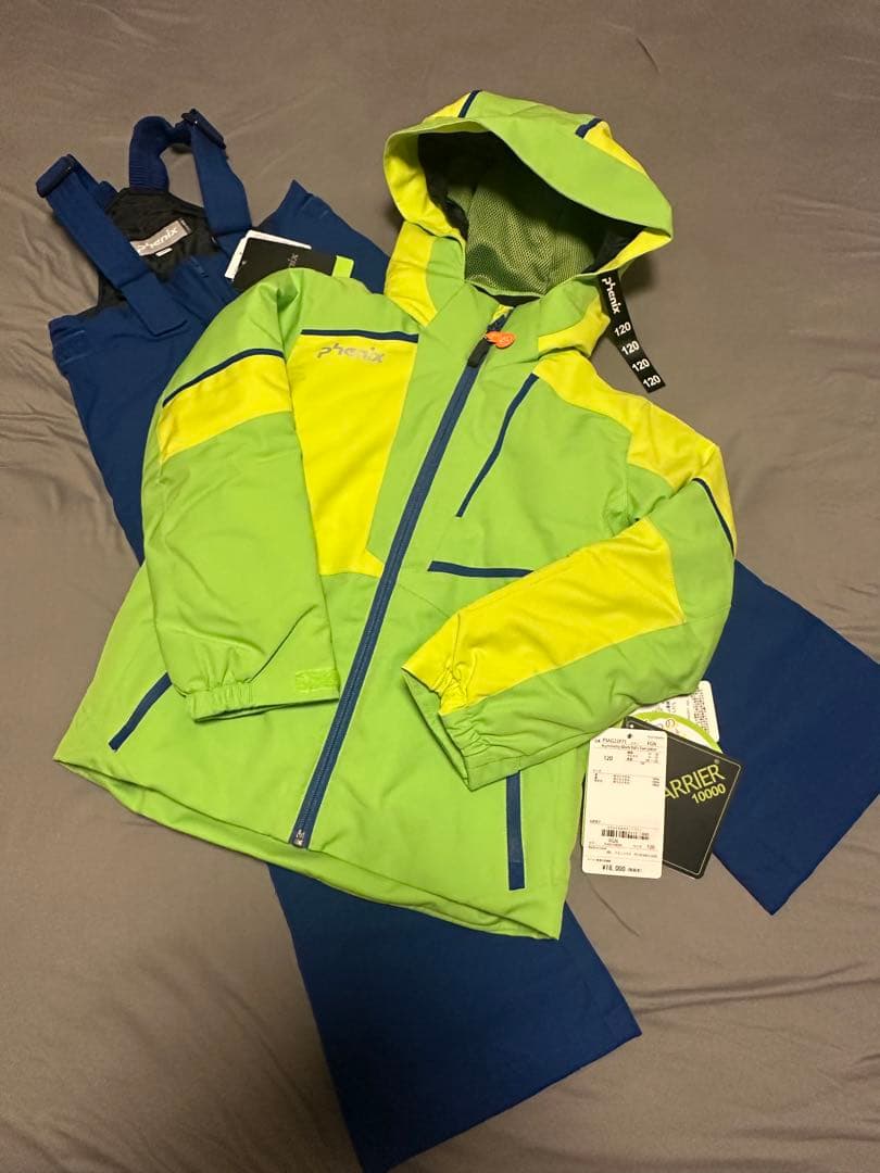 Phenix フラッシュグリーン ブルー　子供用スキーウェア 上下120